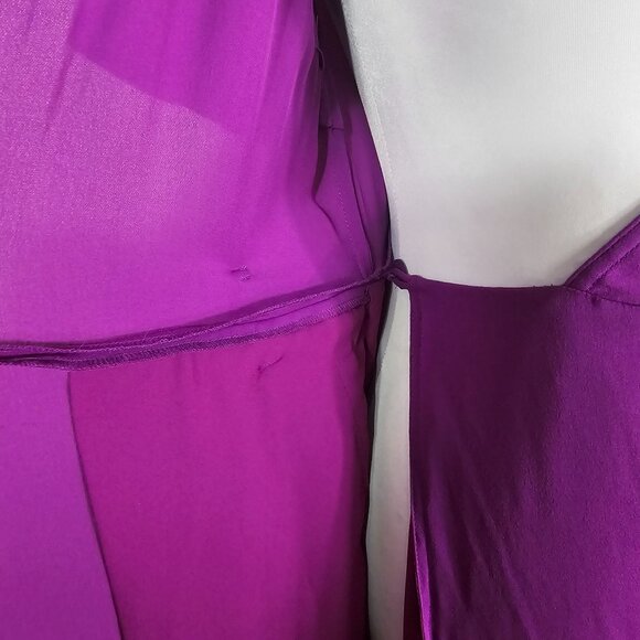 A.L.C. Claire Handkerchief Hem Silk Wrap Dress Sz 0 Purple Fuchsia Belted Waist - Picture 15 of 16